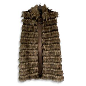 Donna Salyers Fabulous Furs Vest Womens Small Gray Black‎ Faux Fur Lined Pockets